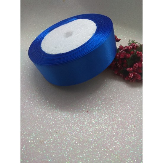 Лента атласная однотонная 2,5 см, цв. синий, цена за 5 м